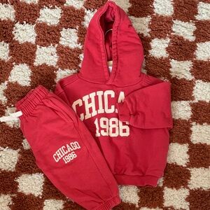 Zara Kids Red Chicago 1986 Sweatpants & Hoodie Set